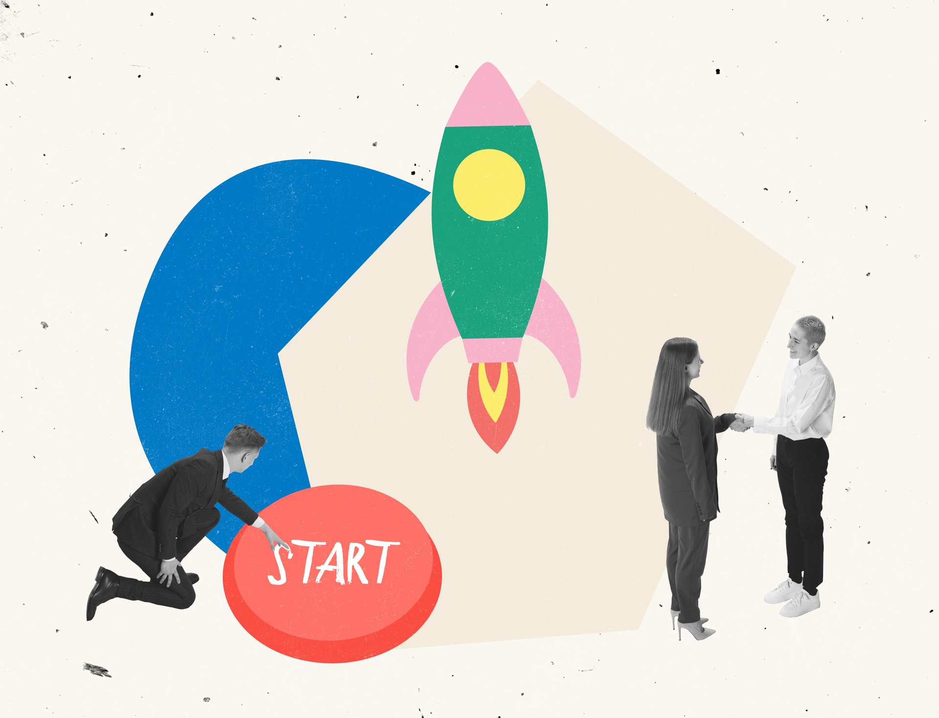 Creative design. Group of people, employees working on launching new successful business project